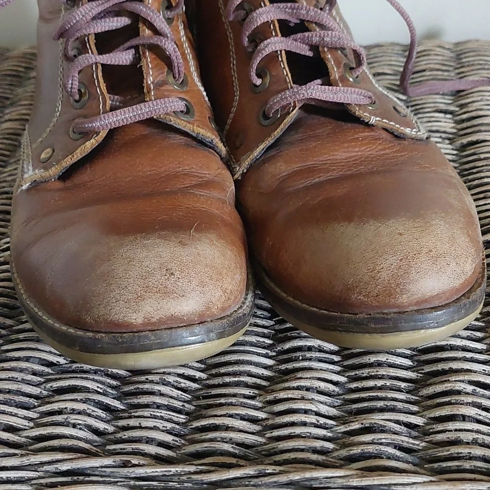 Crevo Men's Brown Leather Lace-Up Side-Zip Boots